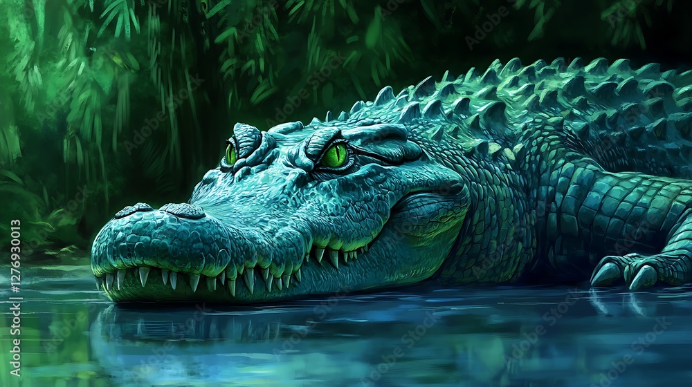 A crocodile basking in the sun near the water A crocodile basking in the sun near the water