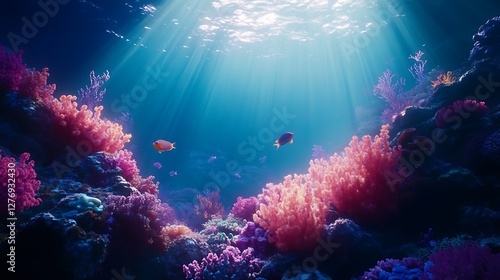 Wallpaper Mural Vibrant underwater coral reef with sunlight filtering through the water Torontodigital.ca