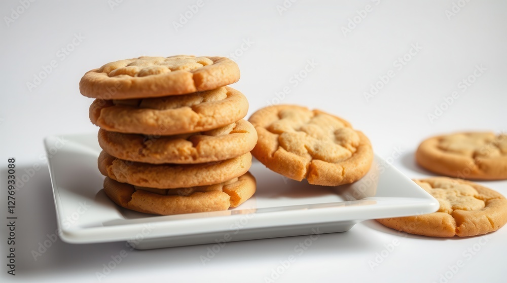 Stack of Sugar Cookies on a White Plate and Background Stack of Sugar Cookies on a White Plate and Background