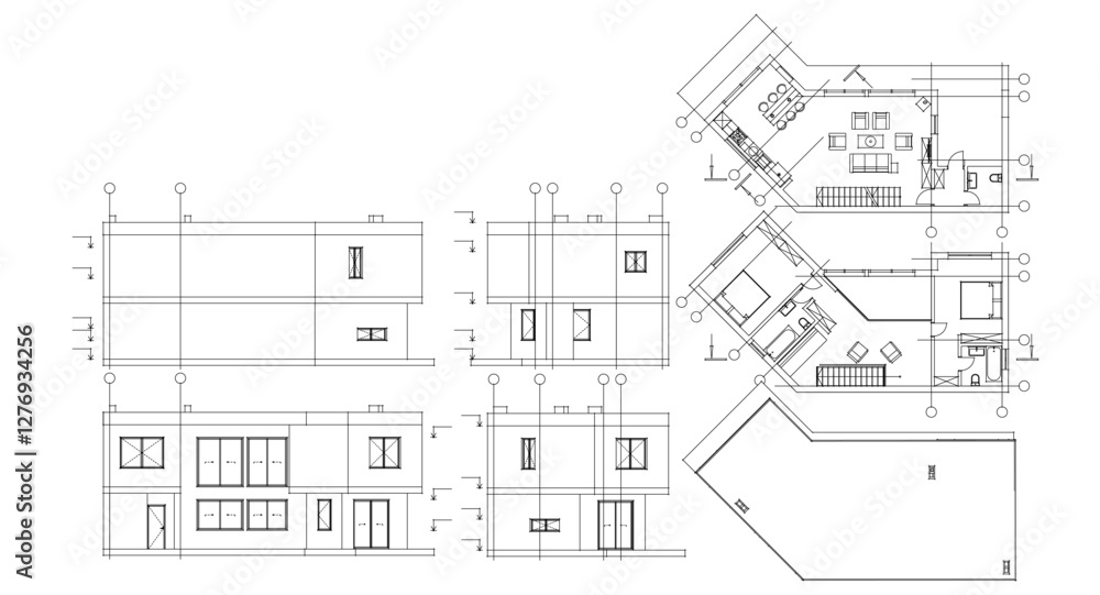 residential architecture house plan 3d illustration
residential architecture house plan 3d illustration