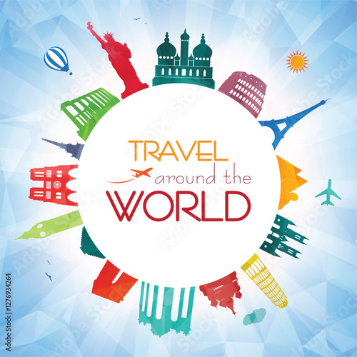 Photography Travel and tourism concept, travel around the world, eps vector file