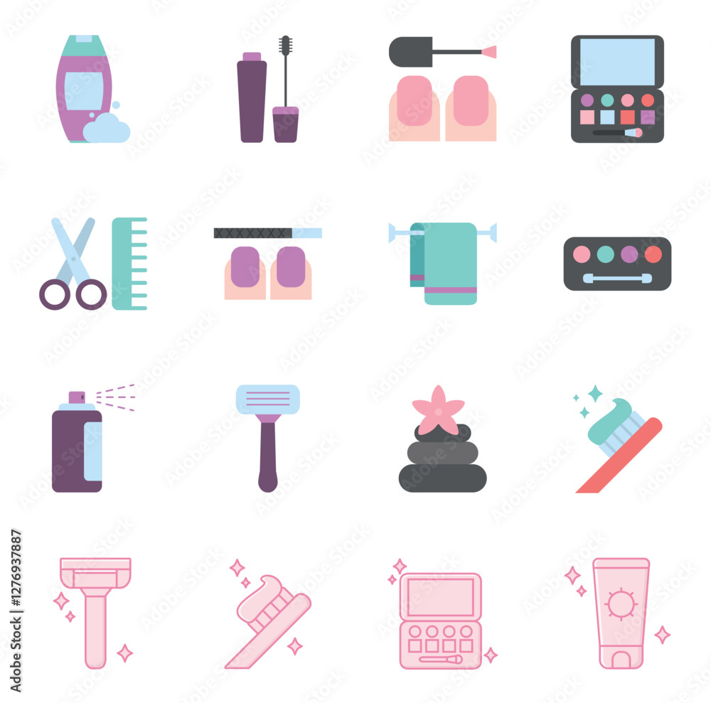 Set of beauty vector icons with white background with white background Set of beauty vector icons with white background with white background