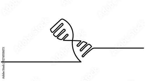 DNA continuous one line drawing. Genome linear structure symbol, One continuous line drawing of Chemistry and physics laboratory equipment concept, Single one line drawing helix or DNA