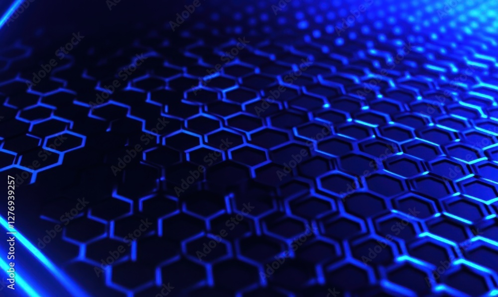 Naklejka premium Futuristic Blue Hexagon Pattern