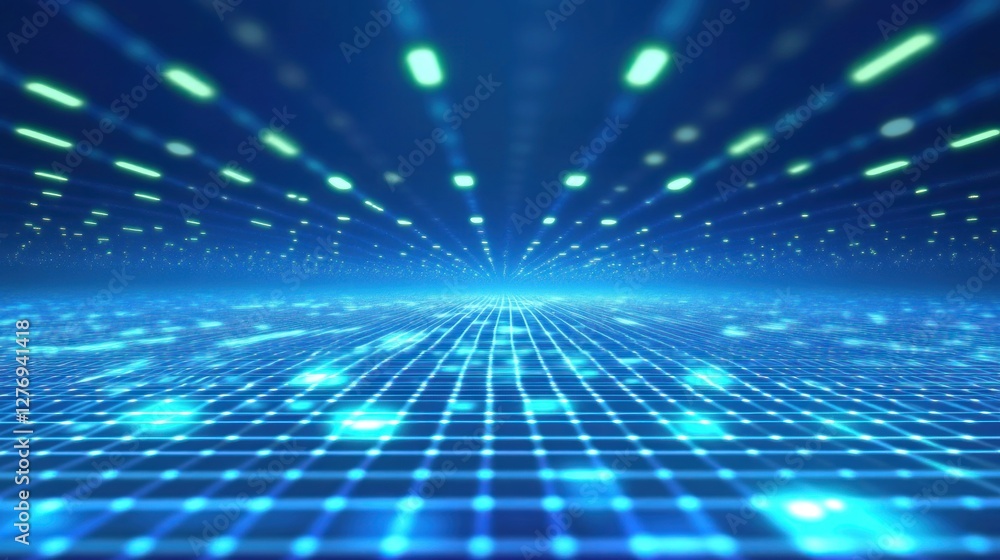 Futuristic Glowing Grid Design Background with Particle Light Effects Futuristic Glowing Grid Design Background with Particle Light Effects