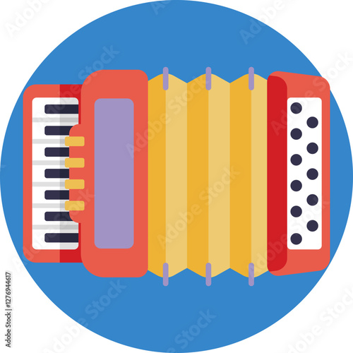 A traditional musical instrument with bellows, often played at Oktoberfest celebrations.
