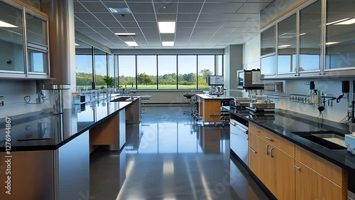 Modern Laboratory Interior Design: A Spacious and Well-Equipped Research Facility