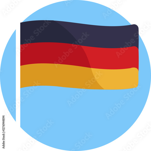 A symbol representing Germany, featuring three horizontal stripes: black on top, red in the middle, and gold at the bottom.