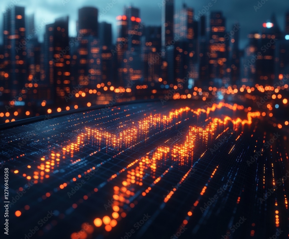 Fototapeta premium A Modern Metropolis with a High-Tech Highway System at Night