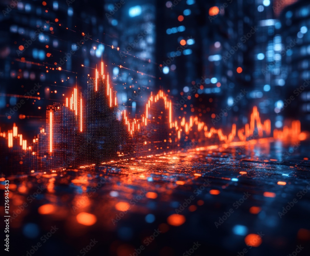 A candlestick chart displaying financial data and technical indicators for investment strategy and portfolio management. A candlestick chart displaying financial data and technical indicators for investment strategy and portfolio management.
