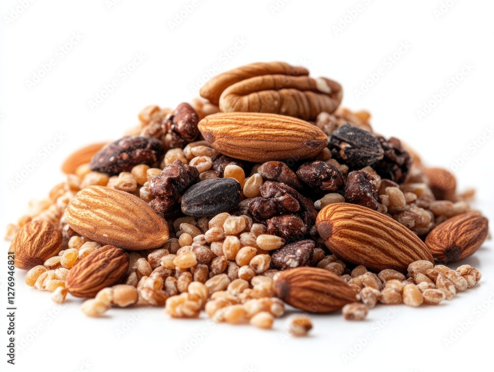 A pile of almonds and dried fruits A pile of almonds and dried fruits
