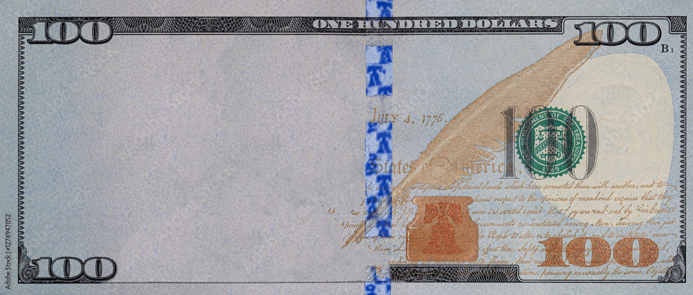 U.S. 100 dollar border with empty middle area