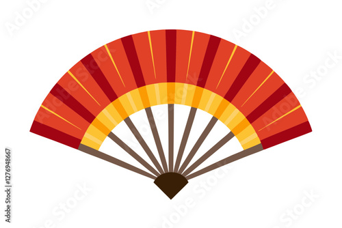 Elegant Traditional Japanese Sensu Fan with Cherry Art