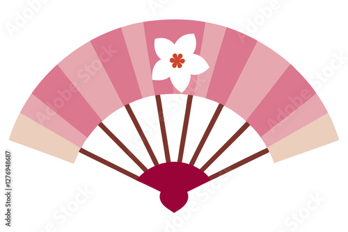 Elegant Traditional Japanese Sensu Fan with Cherry Art