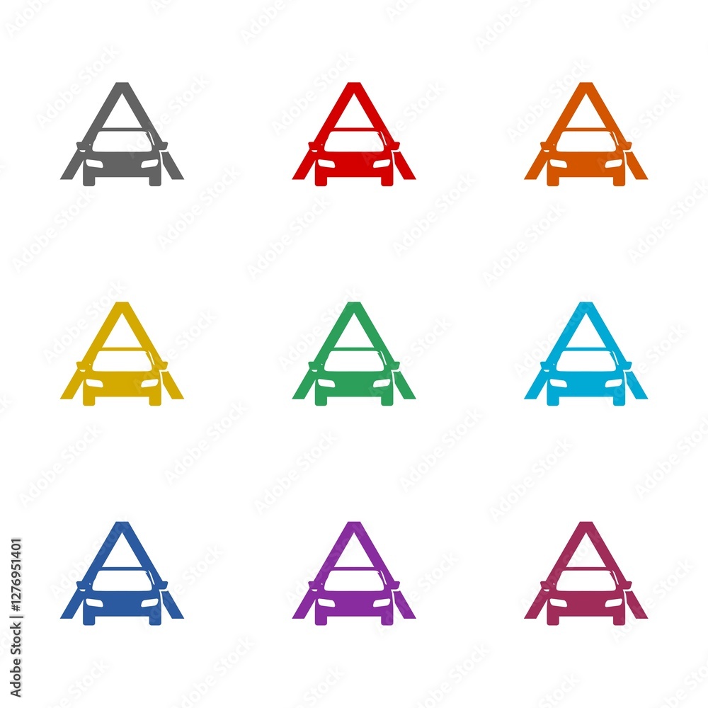 Garage car icon isolated on white background. Set icons colorful Garage car icon isolated on white background. Set icons colorful