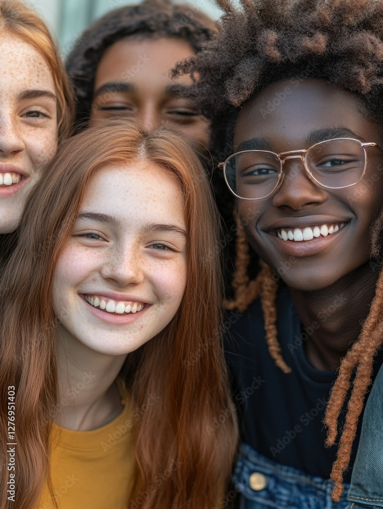 A diverse group of people, including children and adults, smiling together for a portrait. A diverse group of people, including children and adults, smiling together for a portrait.