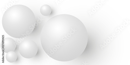 white balloons, abstract white or light gray round objects, light background with white balls. Vector Illustration