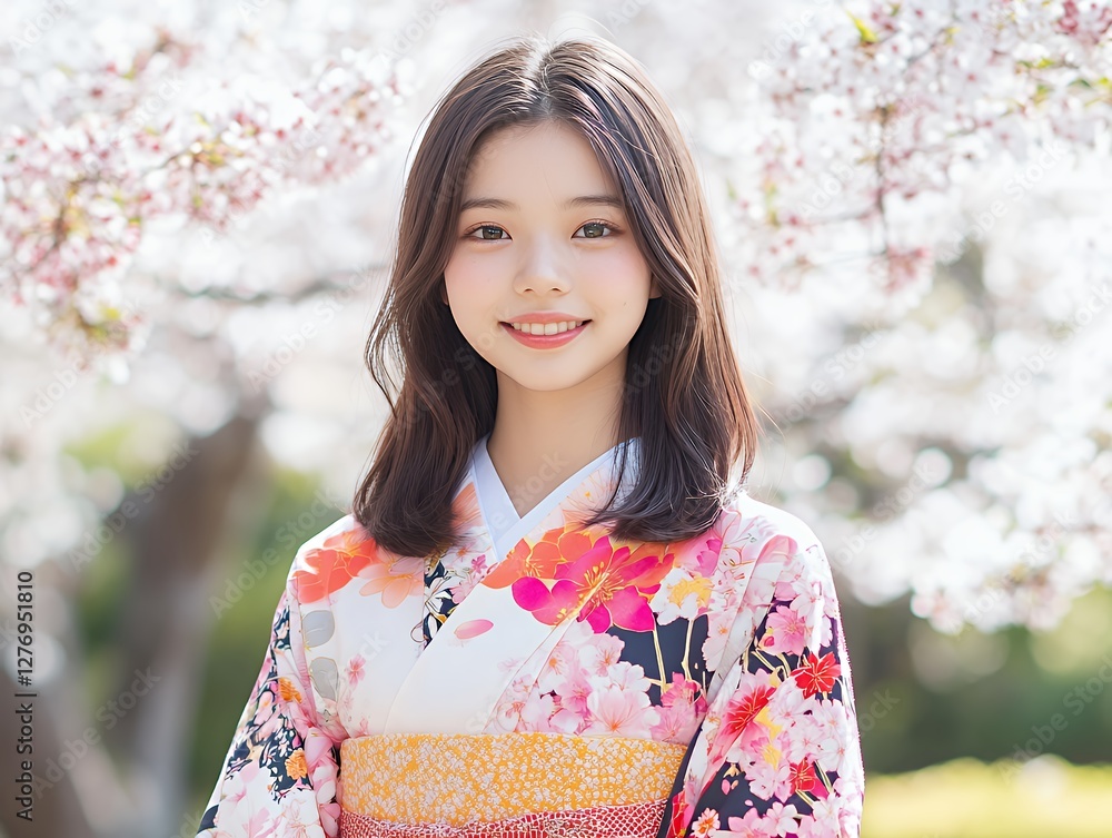 桜の木の下で微笑む美しい女性 Beautiful Woman Smiling Under Cherry Blossom Tree 桜の木の下で微笑む美しい女性 Beautiful Woman Smiling Under Cherry Blossom Tree