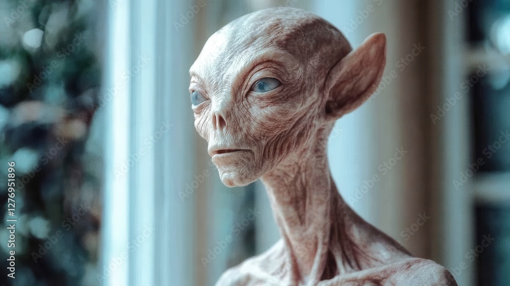 Fotografia This striking close-up depicts an alien creature with ...