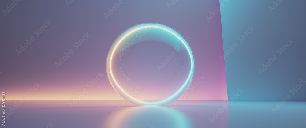 Obraz premium Neon bubbles abstract background light sphere round.
