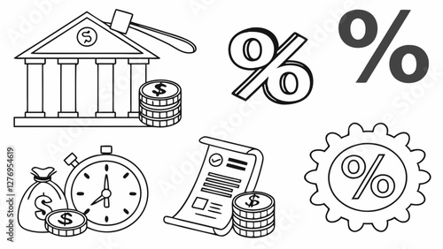 Loan interest rate editable stroke outline icon isolated on white background flat vector illustration. Pixel perfect. 64 x 64.