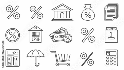 Loan interest rate editable stroke outline icon isolated on white background flat vector illustration. Pixel perfect. 64 x 64.