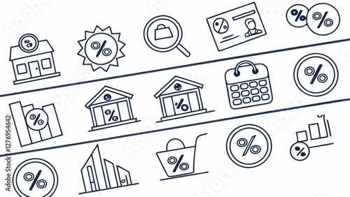 Loan interest rate editable stroke outline icon isolated on white background flat vector illustration. Pixel perfect. 64 x 64.