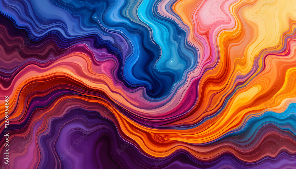 Abstract Liquid Metal Waves in Iridescent Colors Abstract Liquid Metal Waves in Iridescent Colors