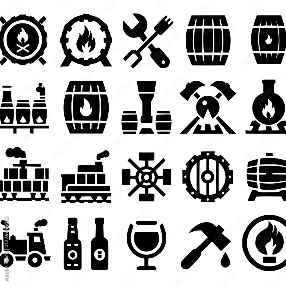 Fototapeta premium Barrel Icon Set