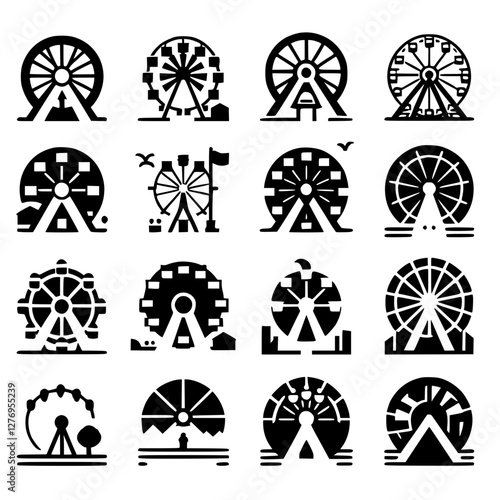 Ferris Wheel Icon Set