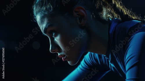 Professional female volleyball player, mid-action shot with a focus on intensity and determination.