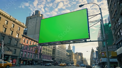 Set of green screen posters and banners on iconic streets from worldwide cities including Paris, New York, and Tokyo for outdoor ad mockups