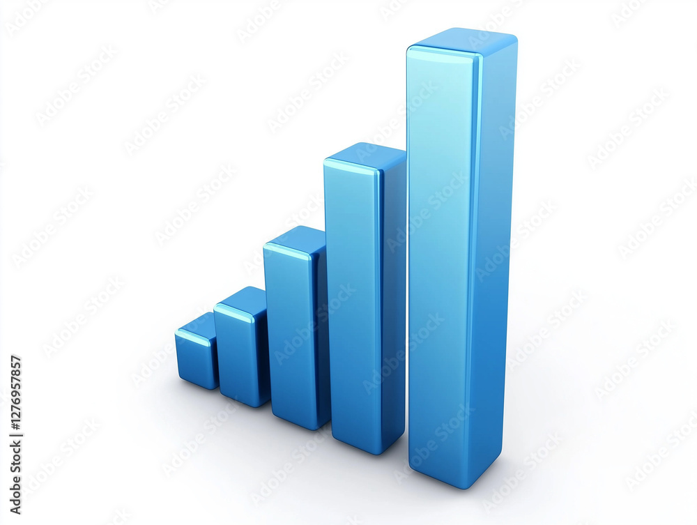 A simple, minimalistic illustration of a bar graph going up, in light blue on a white background, business graph with arrow A simple, minimalistic illustration of a bar graph going up, in light blue on a white background, business graph with arrow
