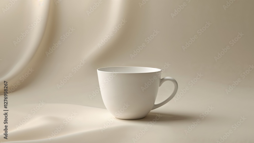 Empty White Cup Mockup with a Soft, Natural Background. Empty White Cup Mockup with a Soft, Natural Background.