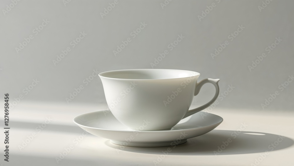 Minimal White Tea Cup Mockup with Calming Light Minimal White Tea Cup Mockup with Calming Light