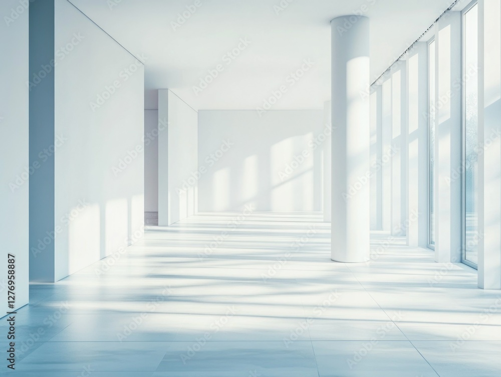 Obraz premium Minimalist design with white tiles, modern architecture and ample natural light.