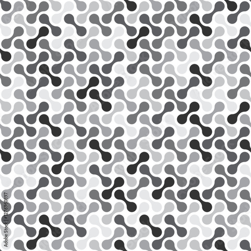 Vector seamless pattern with metaballs. Abstract technological background texture for modern design, paper, cover, fabric, interior decoration, web design, etc. Camouflage. Monochrome. Black and white