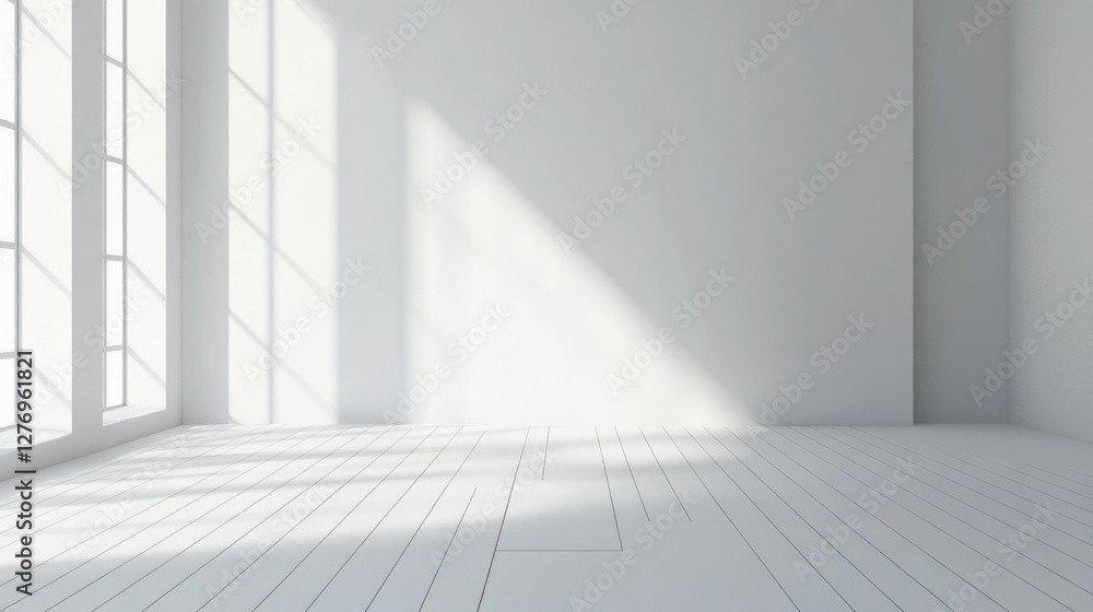 Fototapeta premium Bright, sunlit room in stark black and white.