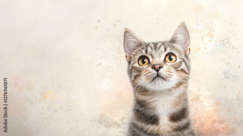 Obraz premium Captivating portrait, intense yelloweyed cat stares with piercing gaze intense