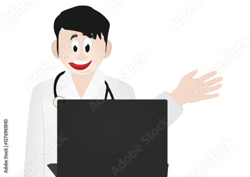 Online doctor help. vector illustration