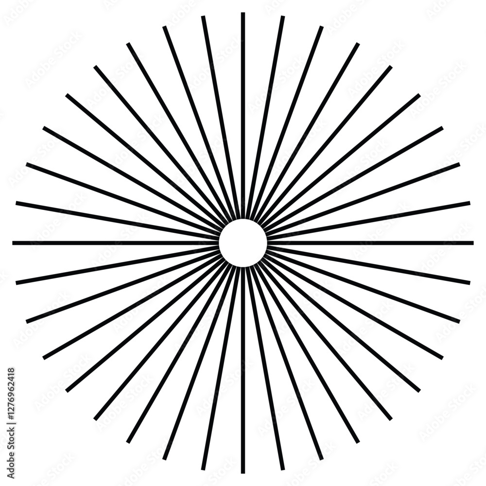 Obraz premium Radial circle lines. Circular lines elements. Symbol of Sun star rays. Flat design elements. Spokes with radiating stripes. Abstract illusion geometric shapes. Circular radiating lines. EPS 10