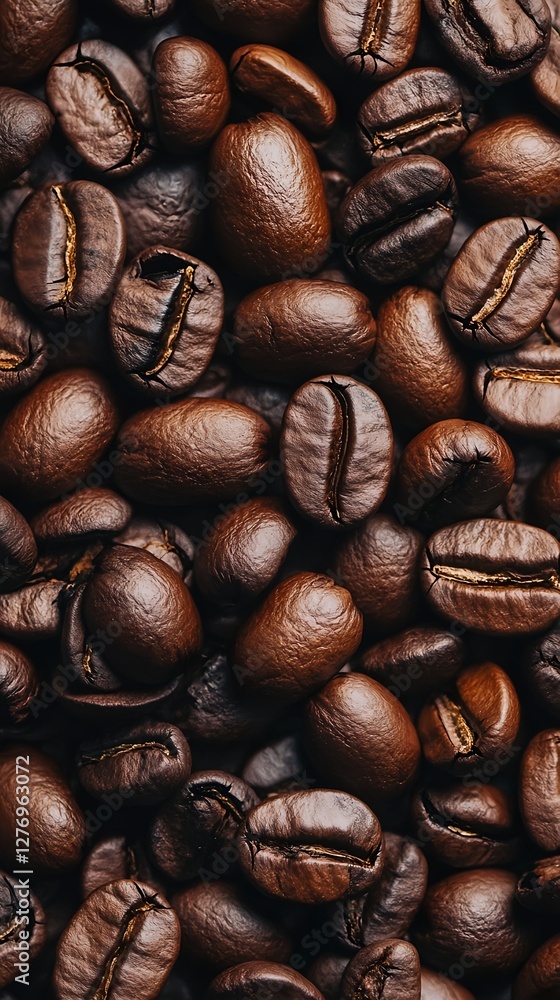 Fototapeta premium Roasted coffee beans close up background 