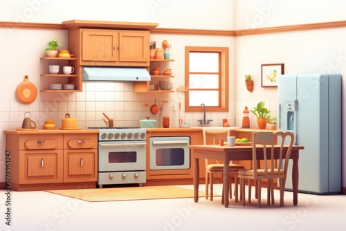 Kitchen refrigerator architecture furniture.