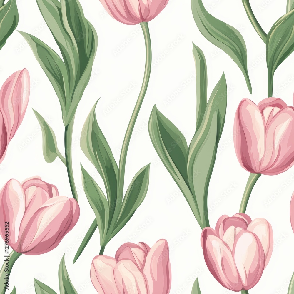 Repetitive patterm of beautiful tulip flower for fabric design Repetitive patterm of beautiful tulip flower for fabric design