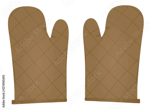 Brown cooking gloves. vector illustration