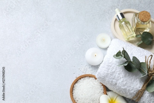 Beautiful spa composition on the table in spa room photo