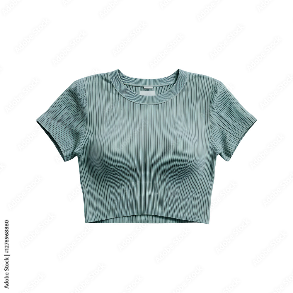 Green Ribbed Crop Top Isolated on Transparent Background Green Ribbed Crop Top Isolated on Transparent Background