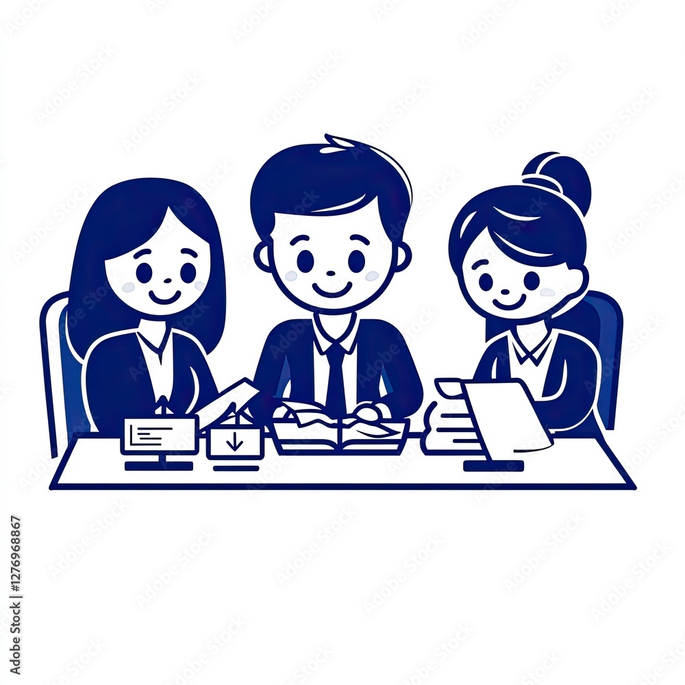Happy colleagues working together on a project in the office. Great for illustrating teamwork Happy colleagues working together on a project in the office. Great for illustrating teamwork