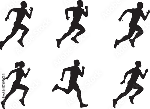 Running people silhouettes