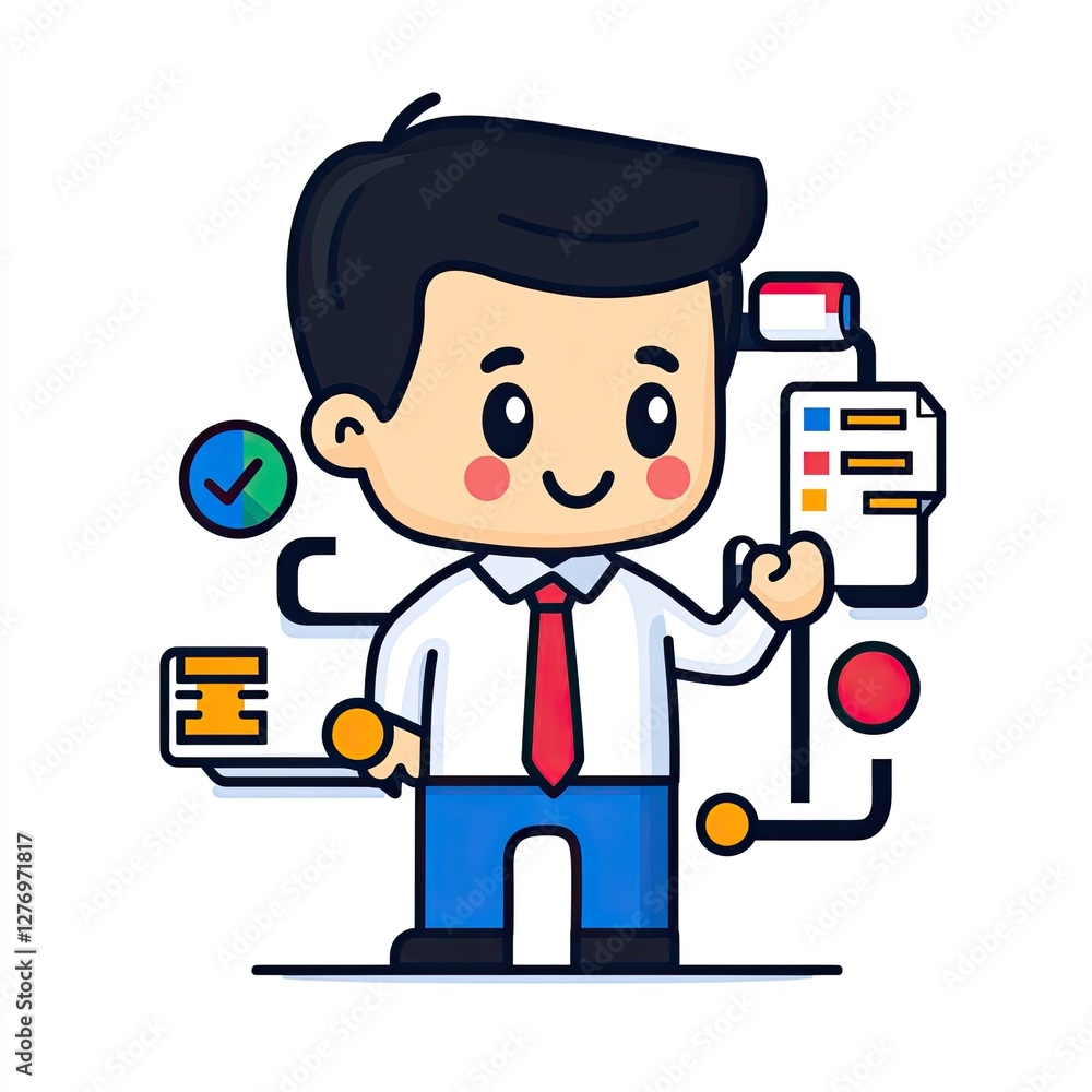 Office worker with schedule, projects, and task management. To show organization and planning Office worker with schedule, projects, and task management. To show organization and planning